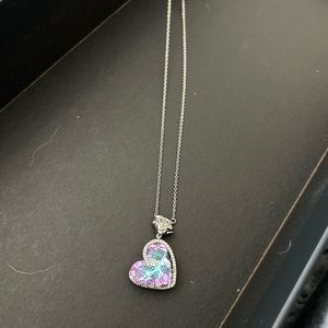 Heart shaped multi colored stone necklace